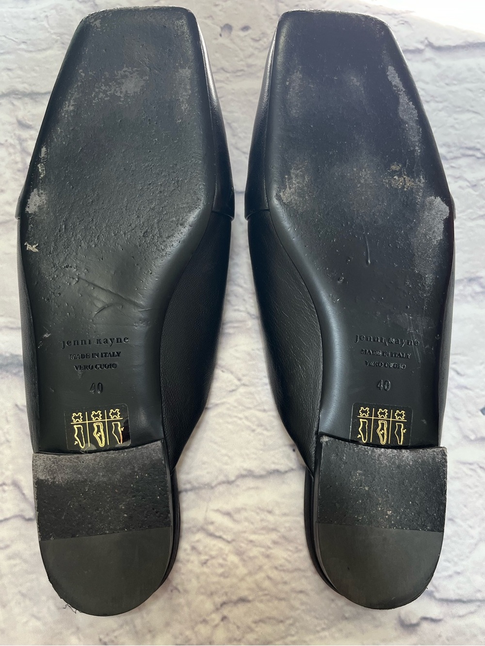 JENNI KAYNE Mia Mule Black Leather square toe slide Italy Sz 40, 9 - Picture 5 of 7